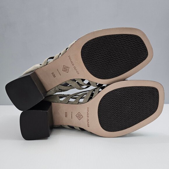 NEW Donald Pliner Pixee Sandal Womens 9.5 Pewter Metallic Leather Cutout Heel - Picture 12 of 15